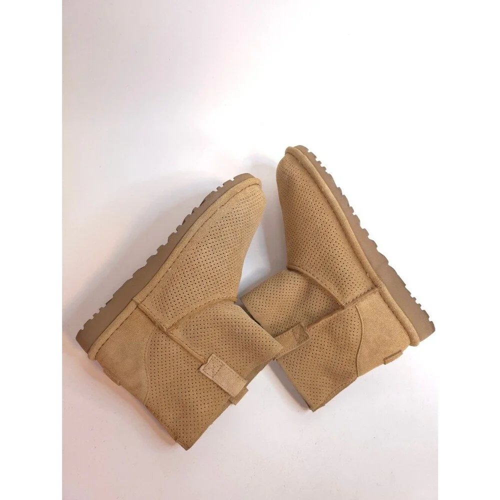 UGG Classic Unlined Mini Perf Boots Tawny Suede Perforated Women’s Size 7